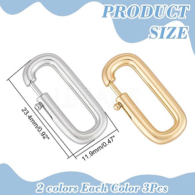 6Pcs 2 Colors Brass Clasps KK-WR0001-79-1