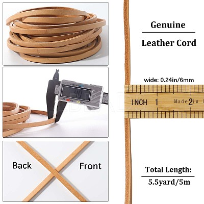 Flat Cowhide Leather Cord WL-GF0001-10B-01-1
