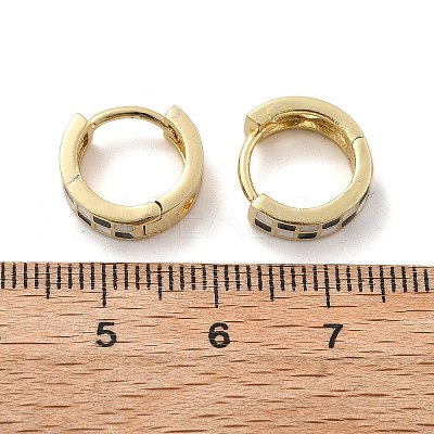 Tartan Pattern Enamel Chunky Hinged Huggie Hoop Earrings for Women EJEW-P196-22G-01-1