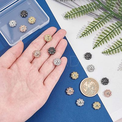 Multi-Petal Brass Micro Pave Cubic Zirconia Bead Caps ZIRC-NB0001-44-1