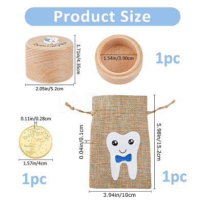 1Pc Wood Baby Boy Tooth Keepsake Cases with Lids CON-FH0001-61A-1