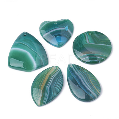 Dyed Natural Striped Agate/Banded Agate Pendants G-S280-02-1