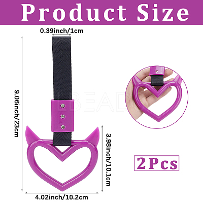 2Pcs ABS Plastic Devil Heart Rear Bumper Warning Handle Ring HJEW-SP0001-51C-1