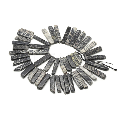 Natural Black Silk Stone/Netstone Beads Strands G-R419-11-1