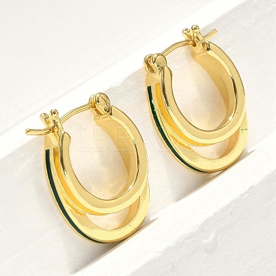Two-layer Oval Brass Enamel Hoop Earrings EJEW-S252-03D-G-1
