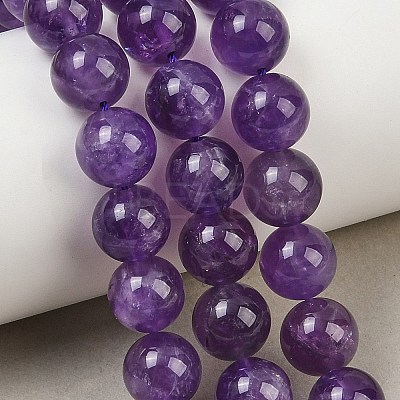 Natural Amethyst Round Bead Strands G-M212-10mm-01A-1