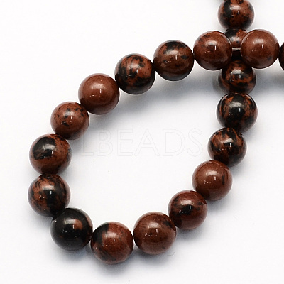 Natural Mahogany Obsidian Round Beads Strands G-S163-6mm-1