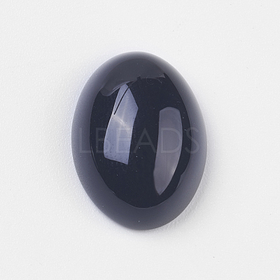 Natural Dyed & Heated Black Agate Cabochons G-BA8x6x3-1