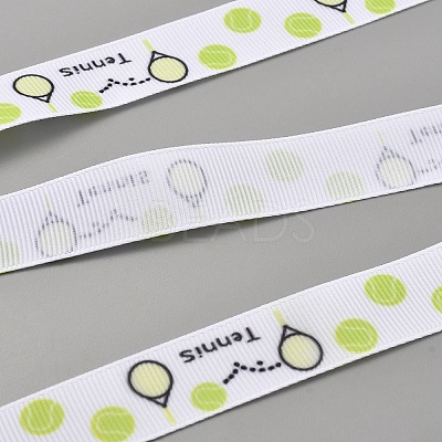5 Yards Tennis Print Polyester Grosgrain Ribbon OCOR-WH0085-64C-1