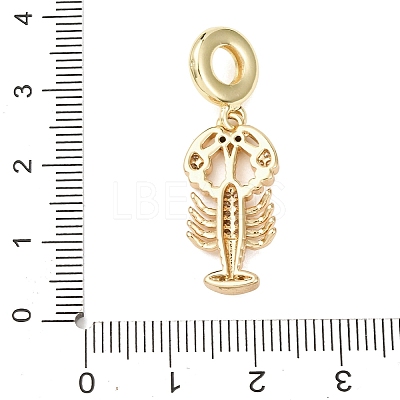 Brass Micro Pave Clear Cubic Zirconia Sea Animal European Dangle Charms LS-KK-B159-04G-02-1