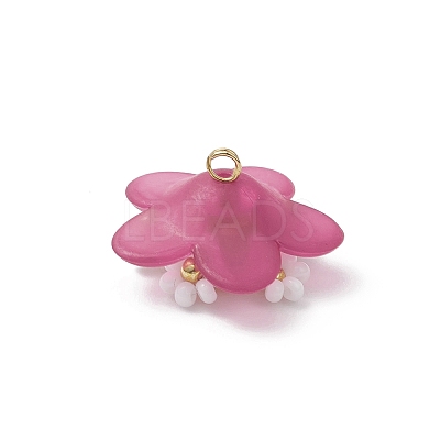Glass Seed Beaded Flower Pendants PALLOY-MZ01128-04-1