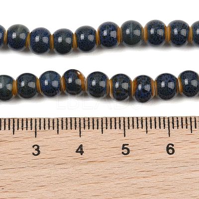 Handmade Fancy Antique Glazed Porcelain Ceramic Round Beads Strands PORC-L019-6mm-07A-1