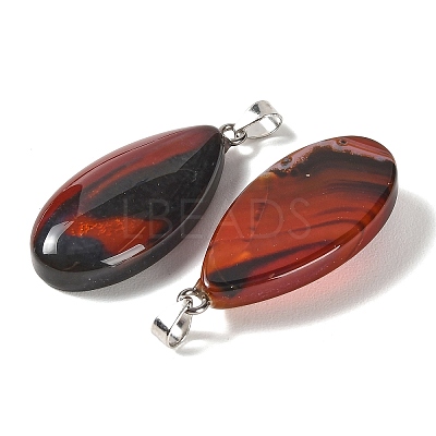 Natural Red Banded Agate Pendants GG-CBACB71-02P-01-1
