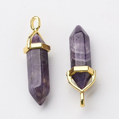 Natural Amethyst Pointed Pendants X-G-G902-A04-1
