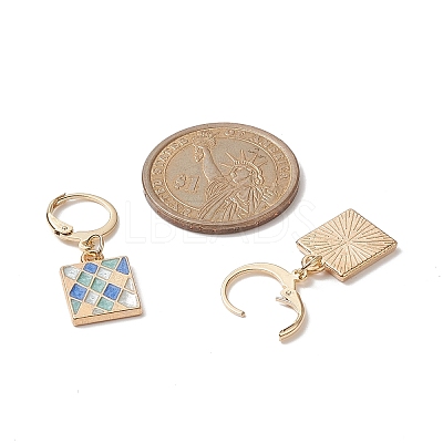 6 Pairs 6 Styles Square & Triangle & Flat Round Alloy Enamel Dangle Leverback Earrings EJEW-JE05239-1