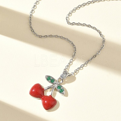 Brass & Cubic Zirconia Enamel Pendant Necklaces SA-CBA7E55-02P-1