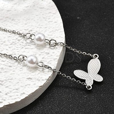 304 Stainless Steel Butterfly Link Bracelets BJEW-C098-01D-P-1