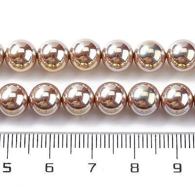 UV Plating Pearlized Glass Pearl Beads Strands GLAA-F128-01B-T15-1