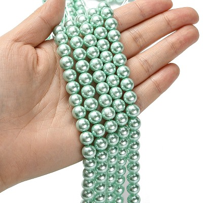 Eco-Friendly  Dyed Glass Pearl Round Bead Strands HY-A002-8mm-RB034-1
