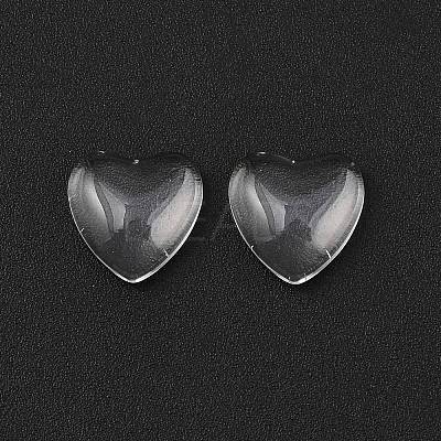 Transparent Glass Heart Cabochons GGLA-R021-10mm-1