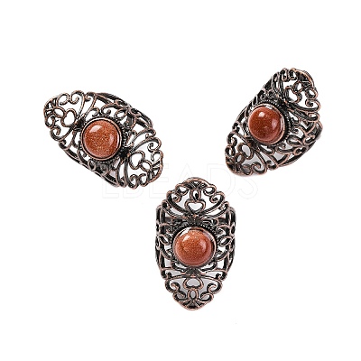Synthetic Goldstone Retro Finger Rings RJEW-B067-02R-22-1