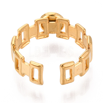 Rectangle 304 Stainless Steel Cuff Ring Components STAS-T066-01G-1