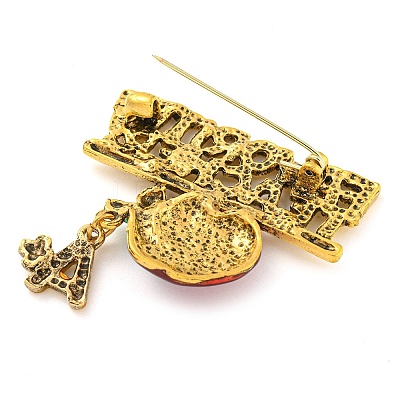 Christmas Theme Golden Zinc Alloy with Rhinestone Brooches LS-JEWB-B018-01AG-05-1
