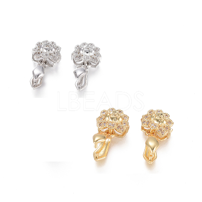 Brass Micro Pave Clear Cubic Zirconia Ice Pick Pinch Bails ZIRC-L093-28-1