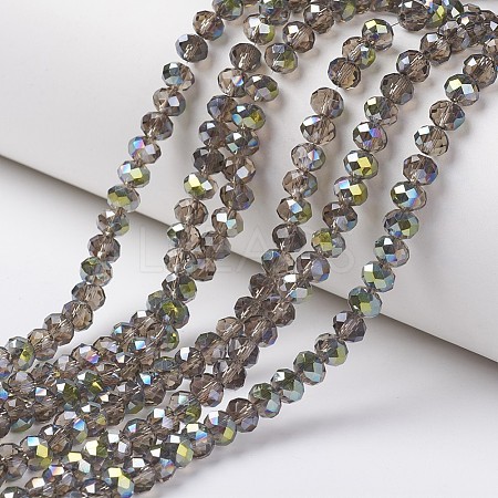 Electroplate Transparent Glass Beads Strands X-EGLA-A034-T6mm-S06-1