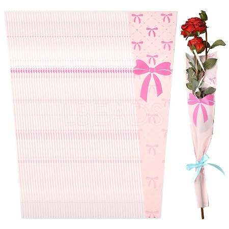Bowknot Print Transparent PE Cone Flower Sleeves ABAG-FZC0002-001F-1