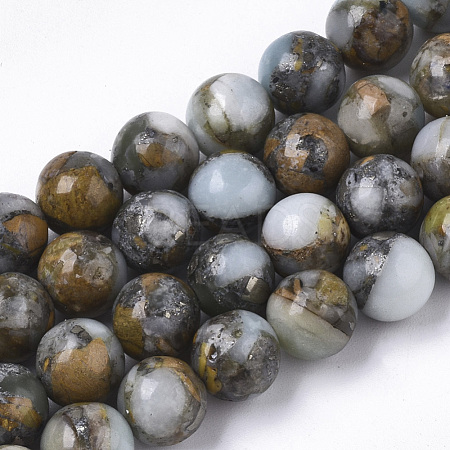 Assembled Synthetic Larderite Shoushan Tianhuang Stone and Aqua Terra Jasper Beads Strands G-S366-054-1