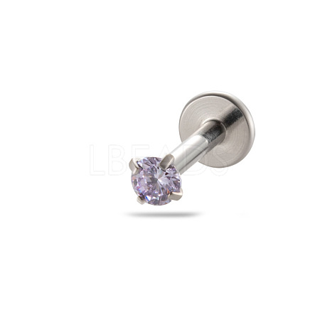 G23 Titanium Alloy Cubic Zirconia 17 Gauge Flat Round Threadless Labrets WG94BD7-16-1
