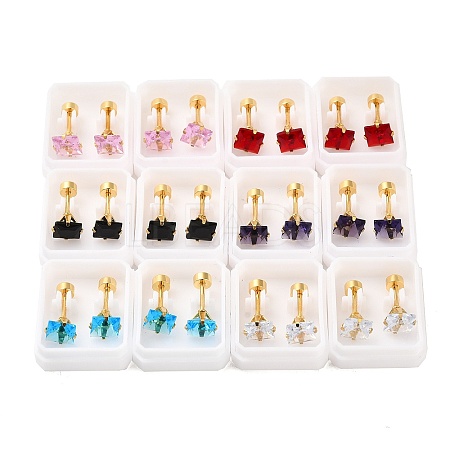 Square Glass Ear Fake Plugs EJEW-H105-24G-D-1