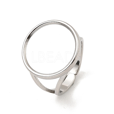 Non-Tarnish 304 Stainless Steel Open Cuff Pad Ring Settings X-RJEW-Z018-41P-1