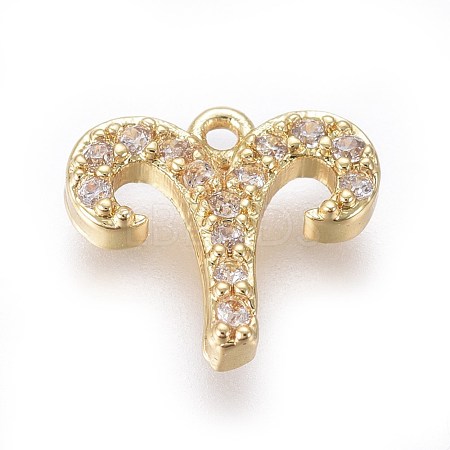 Golden Plated Brass Micro Pave Cubic Zirconia Charms ZIRC-L075-51K-1