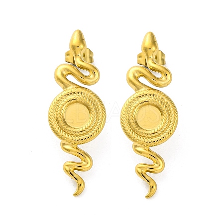 Ion Plating(IP) 304 Stainless Steel Snake Stud Earrings EJEW-K295-14G-1