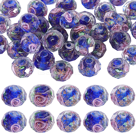 40Pcs Handmade Gold Sand Lampwork Beads Strands LAMP-SC0001-35B-1