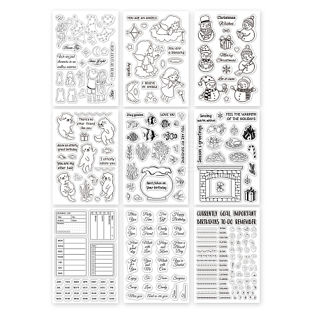 Globleland 9 Sheets 9 Style PVC Plastic Stamps DIY-GL0002-82B-1