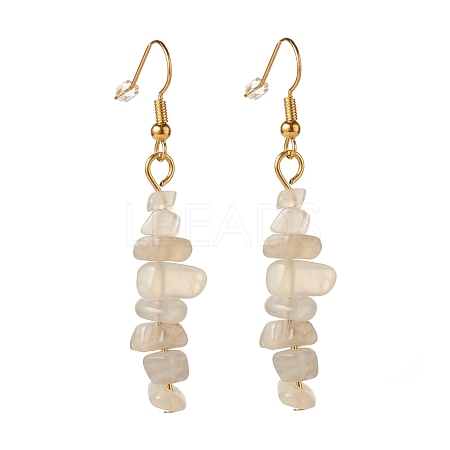 Natural White Moonstone Chip Beaded Dangle Earrings EJEW-JE04788-06-1