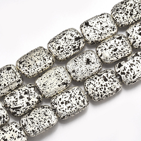 Electroplated Natural Lava Rock Beads Strands G-S249-02-15x20-1