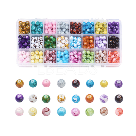 Drawbench/Spray Painted/Baking Painted Glass Beads GLAD-JP0001-04-1