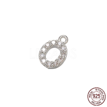 Real Platinum Plated Rhodium Plated 925 Sterling Silver Micro Pave Clear Cubic Zirconia Charms STER-P054-10P-O-1