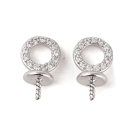 Brass with Cubic Zirconia Peg Bails KK-B087-13B-P-1