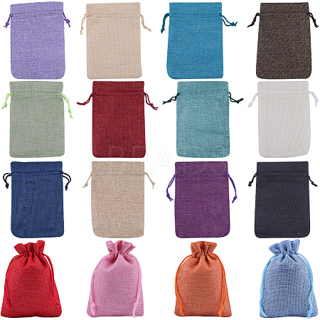 Beebeecraft Rectangle Polyester Imitation Burlap Packing Pouches Drawstring Bags ABAG-BBC0001-05B-1