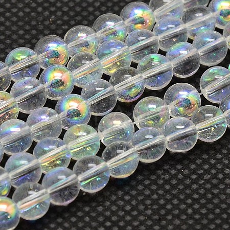 Imitate Austrian Crystal Electroplate Glass Round Bead Strands X-GLAA-F030-6mm-B01-1
