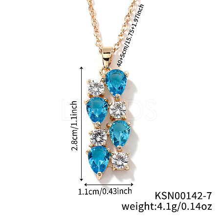 Brass Cubic Zirconia Long Tassel Pendant Necklaces for Fashionable Statement Style DV3387-7-1