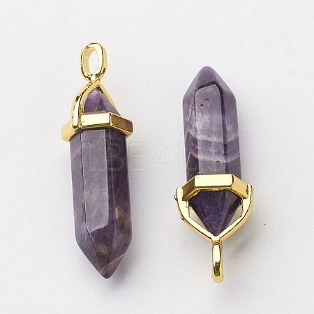 Natural Amethyst Pointed Pendants X-G-G902-A04-1