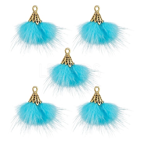 Faux Mink Fur Tassel Pendant Decorations FIND-YW0002-24I-1