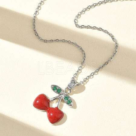 Brass & Cubic Zirconia Enamel Pendant Necklaces SA-CBA7E55-02P-1