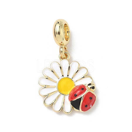 Brass Enamel European Dangle Charms KK-P330-03G-1